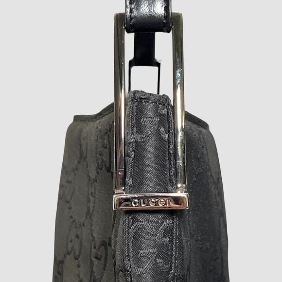 Gucci GG Jacquard Shoulder Bag Black Silver Hardware COA Leather Trim - Picture 3 of 16